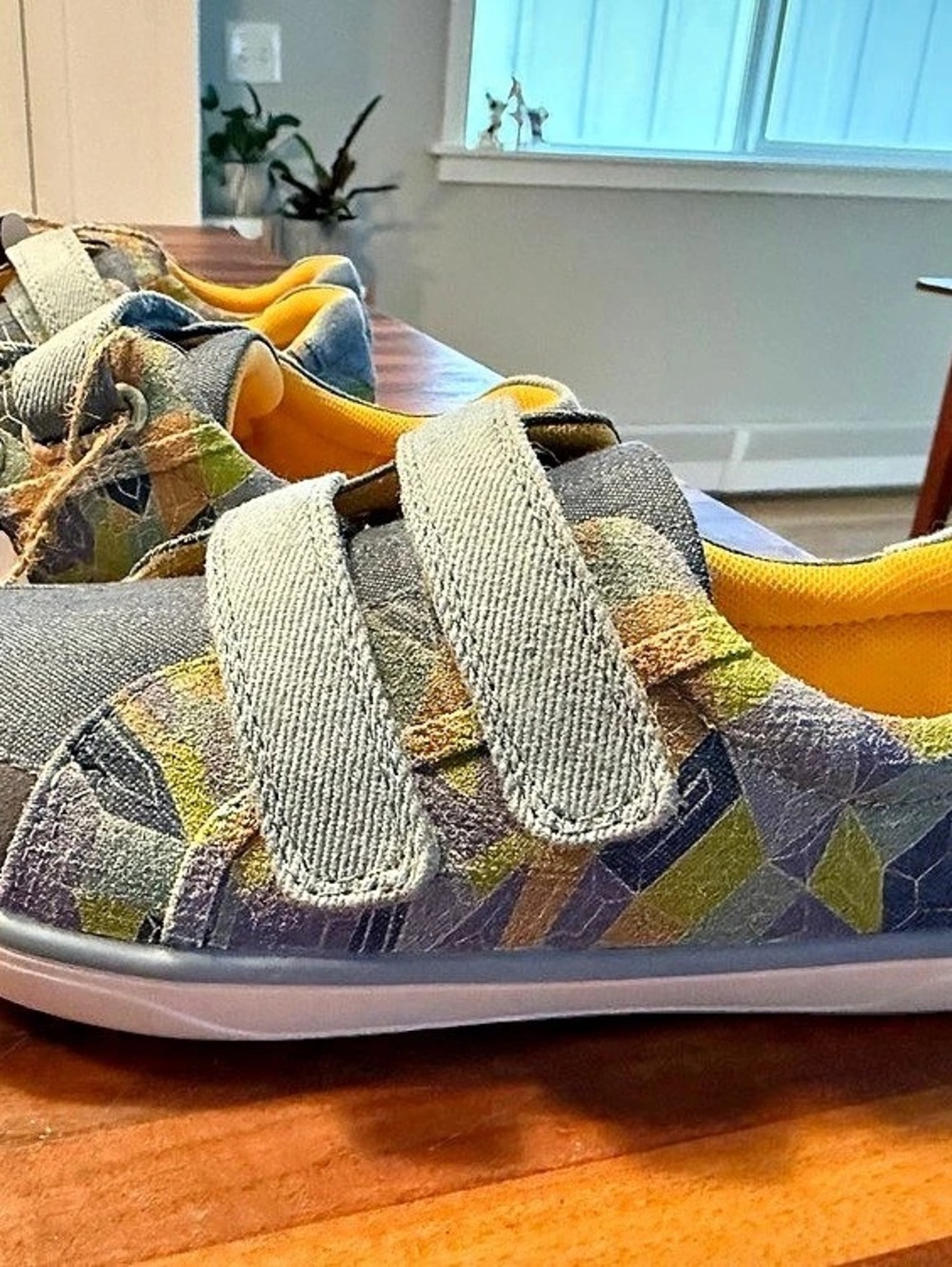 Livie & Luca Geometric Sneakers Blue & Yellow Toddler boy 12 & 13 NWT